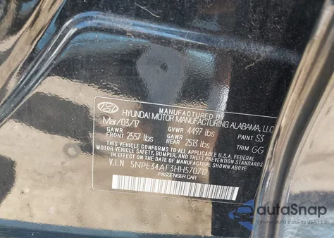 2017 Hyundai Sonata Limited z USA, uszkodzony, nr VIN 5NPE34AF3HH570712